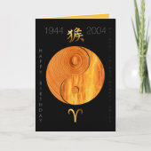 Holzaffe 1944 2004 Branntwein Zodiac Geburtsdatum Karte (Vorderseite)