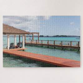 Holzanleger über türkisfarbenem Wasser Puzzle