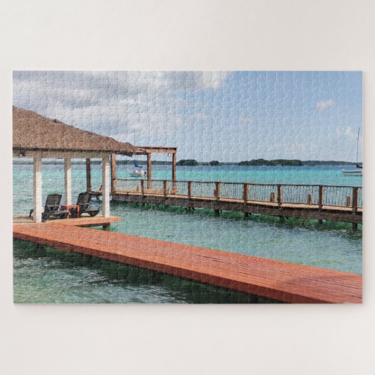Holzanleger über türkisfarbenem Wasser Puzzle (Horizontal)