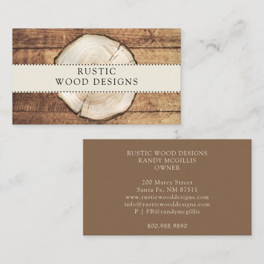 Holzarbeiter-Carpenter Rustic Wood Business Card Visitenkarte (Vorne/Hinten)