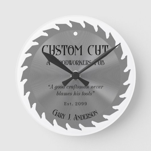 Holzarbeiter Carpenter Säge Blade PubWall Uhr (Vorderseite)