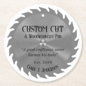 Holzarbeiter Carpenter Saw Blade Pub Beer Runder Pappuntersetzer (Vorderseite)