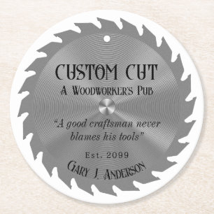 Holzarbeiter Carpenter Saw Blade Pub Beer Runder Pappuntersetzer