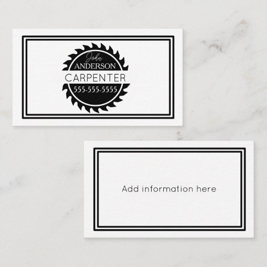 Holzarbeiter Tools Carpenter Handyman Business Visitenkarte (Vorne/Hinten)