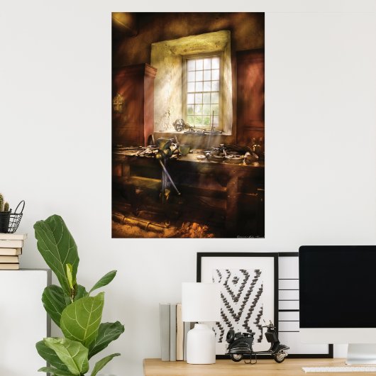 Holzarbeiter - Viele alte Werkzeuge Poster (Heimbüro)