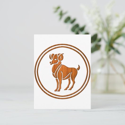 Holzaries Zodiac Ram Astrologie-Zeichen Postkarte (Stehend Vorderseite)