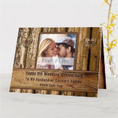 Holzaussehen 5th Anniversary Card für Husband, BIG Karte (Gelbe Blume)