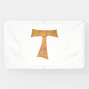 Holzaussehen Franciscan Tau Cross Banner