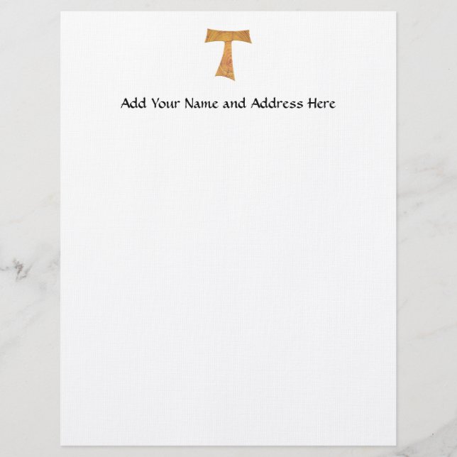 Holzaussehen Franciscan Tau Cross Briefbogen (Vorderseite)