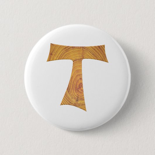 Holzaussehen Franciscan Tau Cross Button (Vorderseite)