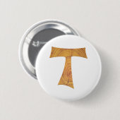 Holzaussehen Franciscan Tau Cross Button (Vorne & Hinten)