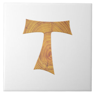 Holzaussehen Franciscan Tau Cross Fliese
