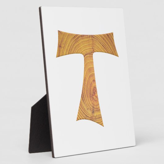 Holzaussehen Franciscan Tau Cross Fotoplatte (Seite)