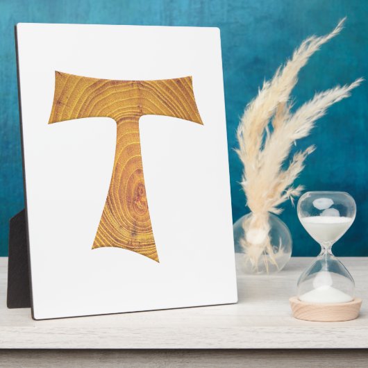 Holzaussehen Franciscan Tau Cross Fotoplatte (Seite)