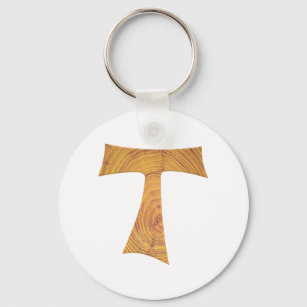 Holzaussehen Franciscan Tau Cross Schlüsselanhänger