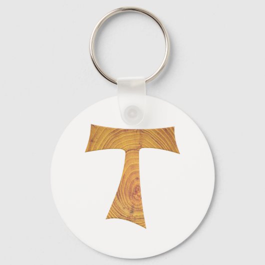 Holzaussehen Franciscan Tau Cross Schlüsselanhänger (Vorderseite)