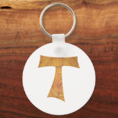 Holzaussehen Franciscan Tau Cross Schlüsselanhänger (Vorderseite)