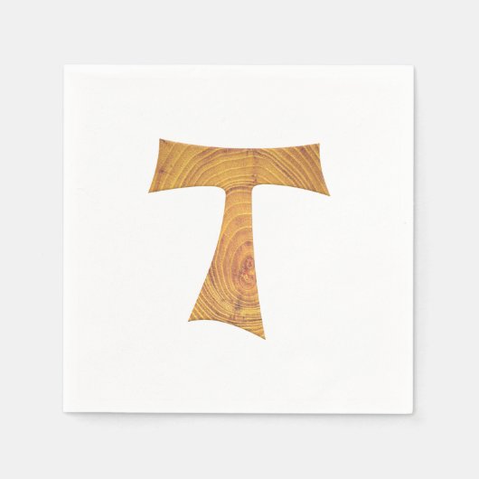 Holzaussehen Franciscan Tau Cross Serviette (Vorderseite)