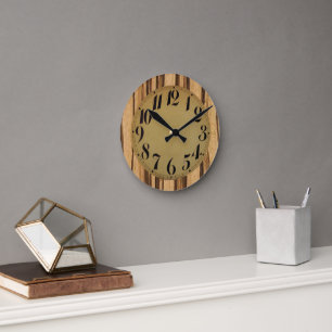 Holzaussehen und Vintage Vorderseite 2 - Wandleuch Runde Wanduhr
