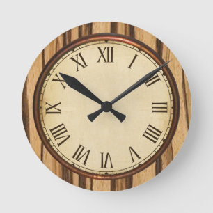 Holzaussehen und Vintage Vorderwand Runde Wanduhr