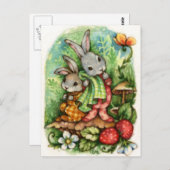 Holzbalken - Süße Tier Art Postkarte (Vorne/Hinten)