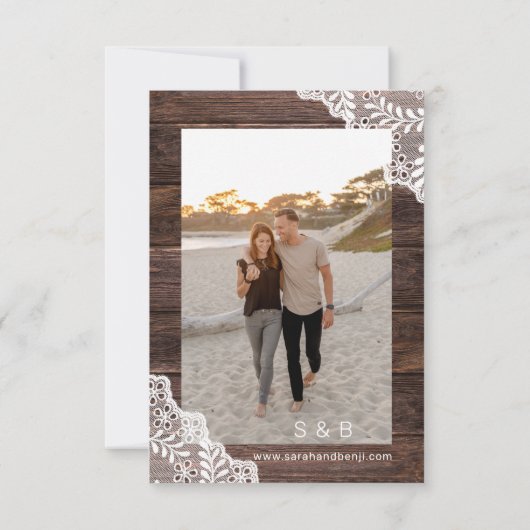 Holzbalken und Streichleuchten Save the Date V2 Fo (Rückseite)