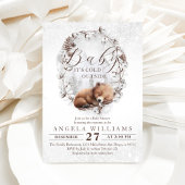 Holzbär Außenkühlung Winter Baby Dusche Einladung