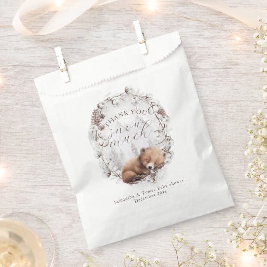 Holzbär Außenkühlung Winter Baby Dusche Geschenktütchen (Ausgeschnitten)