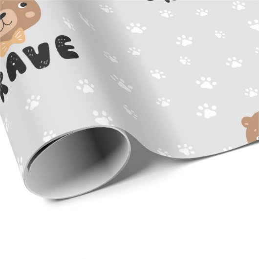 Holzbär Tier Boho Muster Geschenkpapier (Rolleneckpunkt)