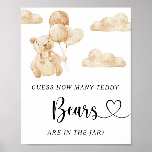 Holzbärchen schätzen, wie viele Teddybären Poster (Vorne)
