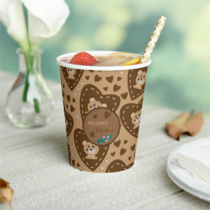 Holzbärenmuster Babydusche Braun-Papiertasse Pappbecher