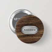 Holzbauch Texturmuster Metallische Typenschild Button (Vorne & Hinten)
