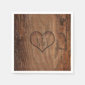 Holzbaum im Herzen Rustikale Hochzeit Serviette (Vorderseite)