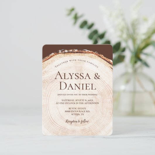 Holzbaum Rinde Rustic Wedding QR Code Einladung (Stehend Vorderseite)