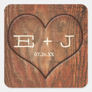 Holzbaum Strauchtrappe Herz Rustikaler Aufkleber