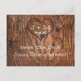 Holzbaum Trunk Heart Wedding Rett Datum Postkarte