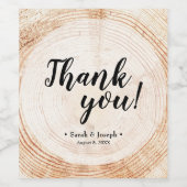 Holzbaumbellen Rustikale Hochzeit Danke für Ihre U Weinetikett (Einzelnes Label)