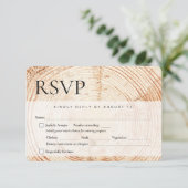 Holzbaumbellen rustikale Hochzeitspausen RSVP Karte (Stehend Vorderseite)