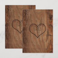 Holzbaumgeschnitzte Herz Rustikale Hochzeitskarte