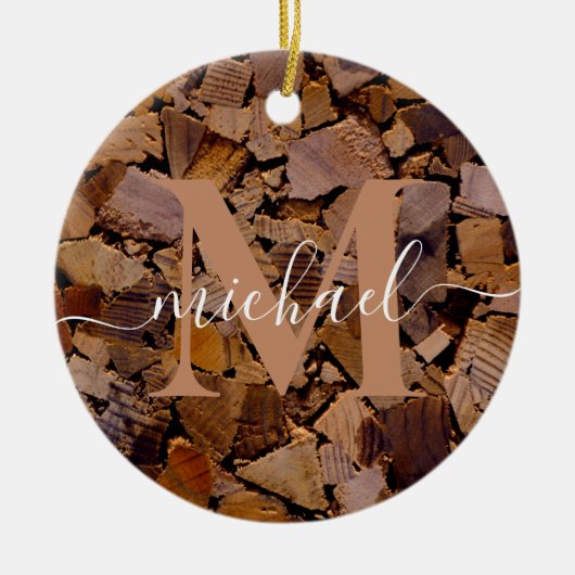 Holzbaumholz rustikales Holzbaumholzmuster Keramik Ornament (Vorne)