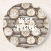 Holzbaumhütte Weihnachten Getränkeuntersetzer (Vorne)