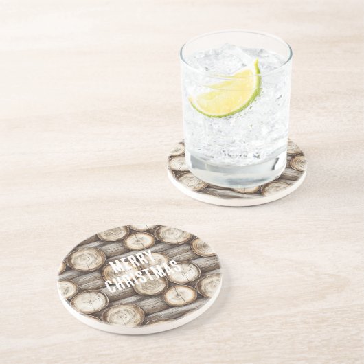 Holzbaumhütte Weihnachten Getränkeuntersetzer (Seite)