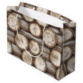 Holzbaumhütte Weihnachten Große Geschenktüte (Rückseite Schrägansicht)