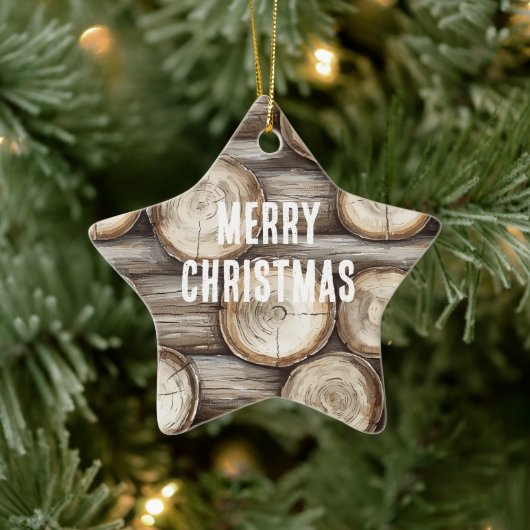 Holzbaumhütte Weihnachten Keramik Ornament (Baum)