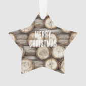 Holzbaumhütte Weihnachten Ornament (Vorderseite)