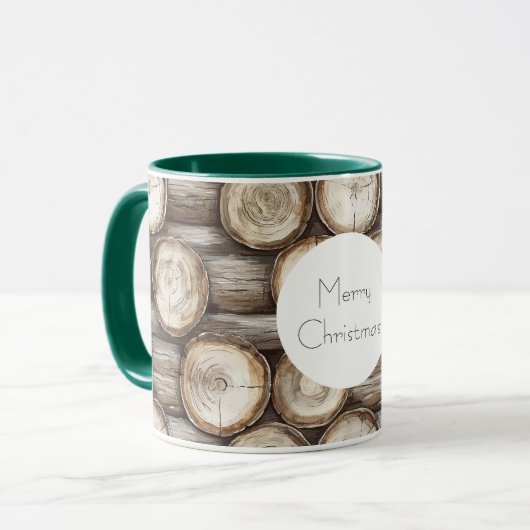Holzbaumhütte Weihnachten Tasse (Vorderseite Links)