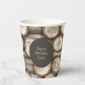 Holzbaumkabine Geburtstag Pappbecher (Vorderseite)