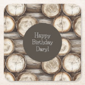 Holzbaumkabine Geburtstag Rechteckiger Pappuntersetzer (Vorderseite)