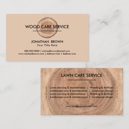 Holzbaumöbel Visitenkarte (Vorne/Hinten)
