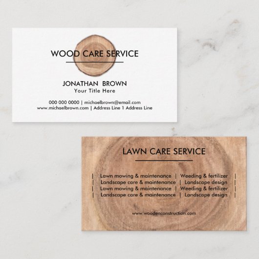 Holzbaumöbelbau Visitenkarte (Vorne/Hinten)